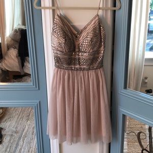 Beaded top and tool bottom mini dress